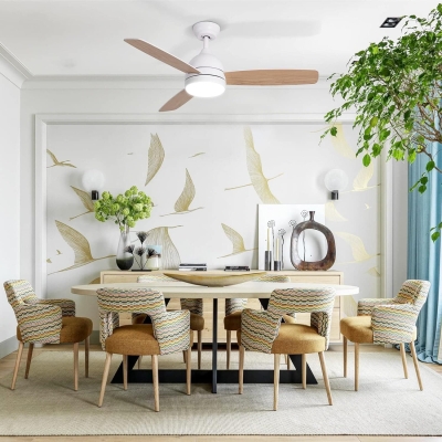 48 in. Low Profile Ceiling Fan with 2 Rods, Remote Control Ceiling Fan and Light APP Control, Indoor Outdoor Wood Ceiling Fan with Two Side Blades