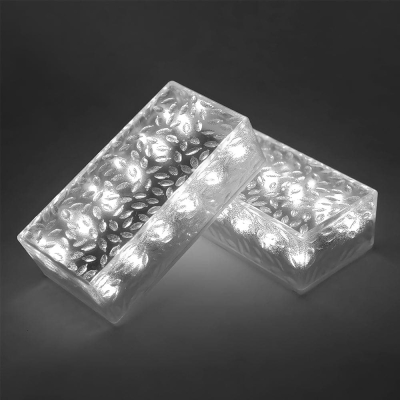Durable Acrylic Rectangular Solar Brick Lights, Waterproof, Warm/White LED, Easy Installation, Perfect for Garden, Lawn, Pathway, Set of 2