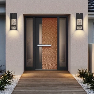 Outdoor Black Waterproof LED Wall Sconce, Outdoor Dusk to Dawn Wall Light Fixture with Glass Diffuser for Porch Patio Garden Hallway Garage Wall