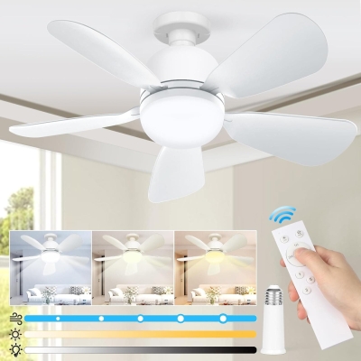 Socket Fan Light, Dimmable Small Ceiling Fan with Light and Remote for Bedroom Kitchen, Garage Ceiling Fan
