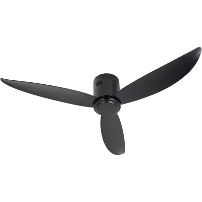 52 in. Flush Mount Ceiling Fan NO Light, Reversible Remote Control Ceiling Fans, Black 3 Blade Ceiling Fan