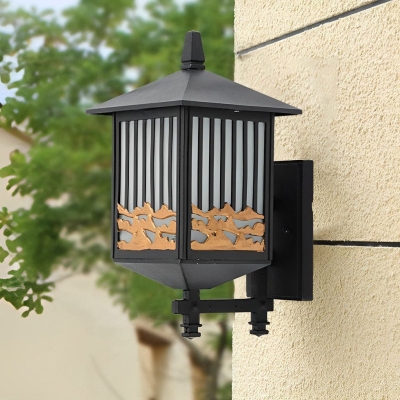 Durable Outdoor Wall Light with Die-Cast Aluminum and Frosted Glass, Waterproof, Rustproof, Wired and Solar Options for Porch and Patio