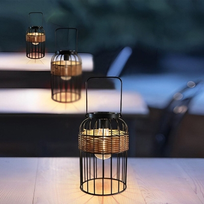 Durable Outdoor Rattan Solar Table Lamp with Long Battery Life, Automatic Day/Night Function, and Exquisite Handles for Easy Mobility and Hanging