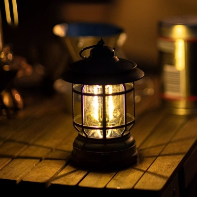 Adjustable Brightness LED Rechargeable Outdoor Lantern with Type-C Power Supply, Waterproof Design, and Portable Handle for Camping and Emergencies