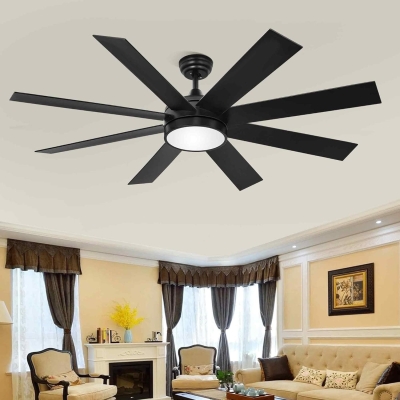 60 in. Black Indoor Outdoor Ceiling Fans with Light and Remote, Reversible Ceiling Fan, Modern Quiet Ceiling Fans