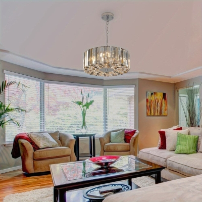 Modern Crystal Chandelier Pendant Light for Living Room, Luxury Round Cristal Lamp Pendant Light Home Decor Light Fixture
