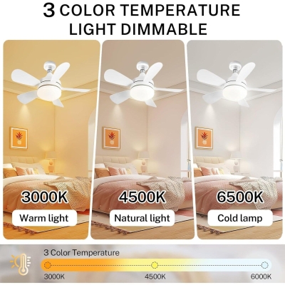 Light Socket Fan, Dimmable Remote Control Ceiling Fan and Light, Bedroom Ceiling Fans, Kitchen Living Room with Light
