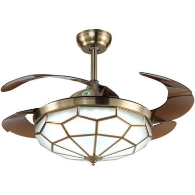 42 in. Invisible Luxury Ceiling Fans with Light and Remote, 4 Retractable Blades Chandeliers Ceiling Fans for Bedroom Living Room Dining Room