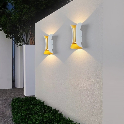 Durable Aluminum and Glass Outdoor Wall Lights, Powerful Up and Down Illumination for 107-161 sq ft, Stylish Curves and Lines Design