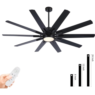 72 in. Large Black Ceiling Fan with Lights and Remote, Industrial Contemporary Modern Reversible Ceiling Fan, Black Modern Ceiling Fan for Living Room