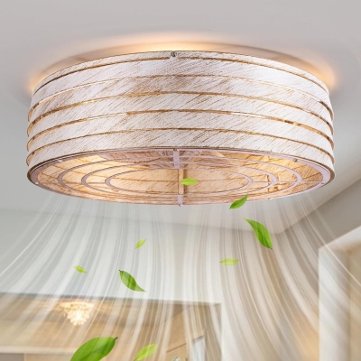 20 in. Dimmable Flush Mount with Remote, Indoor Reversible Caged Bedroom Kitchen Fans with Lights, Outdoor Low Profile Gazebo Patio Fan with Light