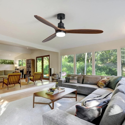 60 in. Farmhouse Ceiling Fan with Light Remote Control, 3 Wood Blade Reversible DC Ceiling Fan, Indoor Outdoor Contemporary Fan for Patio Bedroom