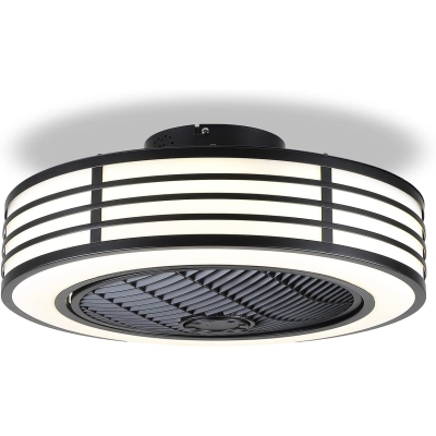 Reversible Bladeless Ceiling Fan, Low Profile Fandelier Flush Mount with Remote, Modern Enclosed Ceiling Fan, Dimming Kitchen Bedroom Ceiling Fans