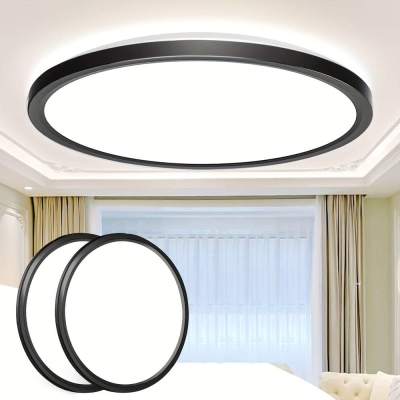 12 in. Round LED Flush Mount Light, Black Thin LED Ceiling Light for Bedroom Kitchen Dining Room