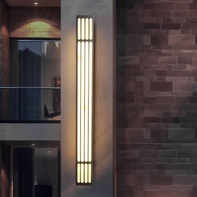 Rust-Proof Stainless Steel Outdoor Wall Lamp with Imitation Marble Shade, IP65 Waterproof, High-Temperature Resistant, Energy-Saving LED Light