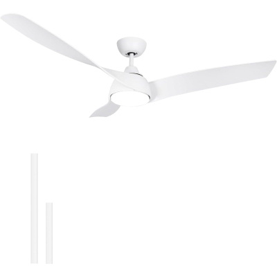 56 in. Outdoor Ceiling Fans with Light and Remote, Reversible Dimmable White Ceiling Fan with Light for Bedroom Living Room Patio