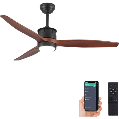 52 in. Farmhouse Outdoor Fans with Lights and Remote Control, Dark Walnut Reversible Quiet Modern Ceiling Fan for Living Room Bedroom Office