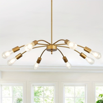 Modern 8-Light Flower Shaped Gold Pendant Light, Industrial Hanging Ceiling Pendant Lights for Foyer Living Room Entryway Bedroom