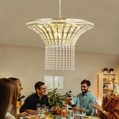 Round Drum Chandelier, Adjustable Luxury Ceiling Fixture for Bedroom Hallway Kitchen