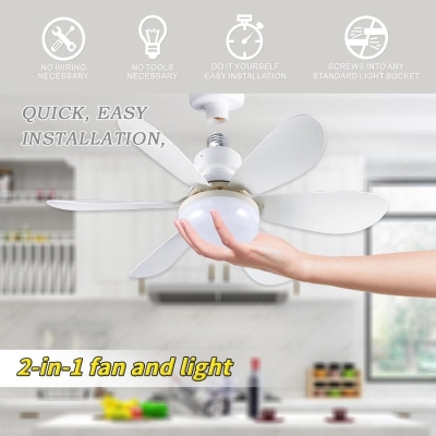 20 in. Socket Remote Control Ceiling Fan and Light, LED Mini Ceiling Fan for Bedroom Living Room Kitchen Balcony
