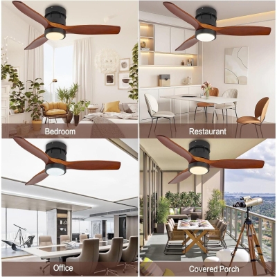 42 in. Farmhouse Modern Contemporary Fandelier Flush Mount and Light, Wood Blade Quiet Ceiling Fans with Remote, Elegant Ceiling Fans and Light
