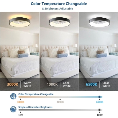 20 in. Modern Fandelier Flush Mount with Lights, Smart Fans with APP Remote, Bladeless Ceiling Fan Light Fixture for Bedroom Kitchen