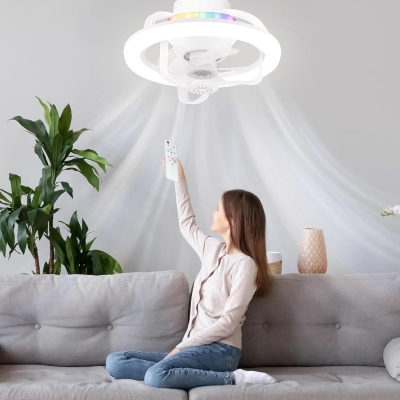Small Ceiling Socket Fan with Light and Remote, 360&iexcl;&atilde; Rotating LED Ceiling Fan and Light, Ceiling Fan on Low Ceiling with Light, Smart Modern Ceiling Fan