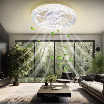 Flush Mount Remote Control Ceiling Fan and Light, LED Fan Light, Bladeless Modern Fan with Light for Bedroom Kitchen Living Room