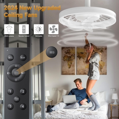 13 in. Small Socket Fan Light, Flush Mount Remote Control Ceiling Fan and Light, Modern Ceiling Fan for Kitchen Bedroom Living Room