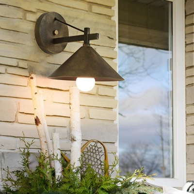 Durable Waterproof and Rustproof Outdoor Wall Light with Tapered Metal Design and Cone Shape Lampshade for Stylish Exterior Lighting