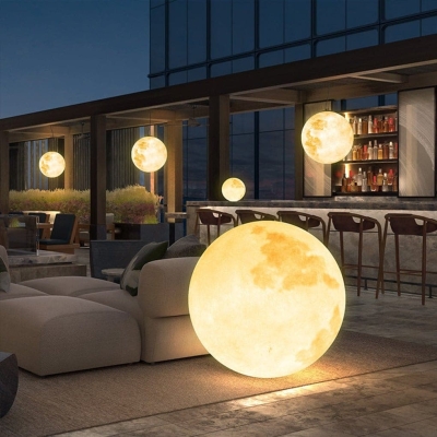 Moon-Inspired Outdoor Chandelier with Realistic Lunar Texture, Waterproof Resin Glass Fiber,  Warm Lighting for Elegant Courtyard Decor