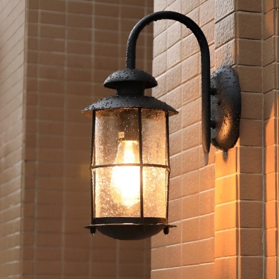 Durable Iron Outdoor Wall Light with High-Temperature Resistant Paint and Unique Glass Lampshade for Villas, Gardens, and Balconies