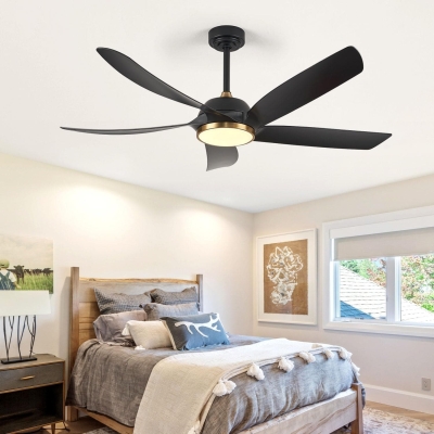 54 in. Bedroom Ceiling Fans with Lights, Black Modern Ceiling Fan with Remote Control for Porch Patio, Quiet Reversible Fan for Summer Winter