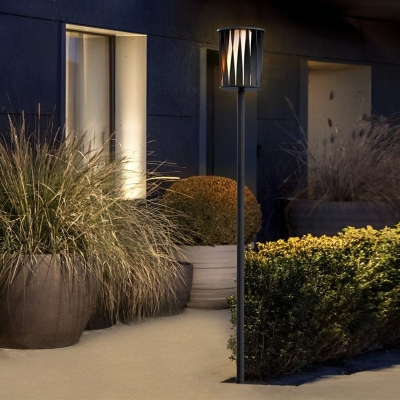 Modern Solar-Powered Stainless Steel Outdoor Floor Lamp with Rotating Design, Waterproof Casing, and Ambient Light for Terraces and Gardens