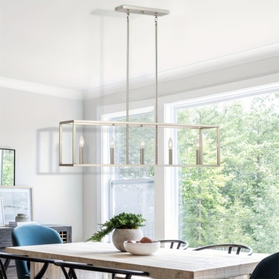 Modern Pendant Lighting for Kitchen Island, 5-Light Sliver Ceiling Light Pendant Light Fixture for Dining Room