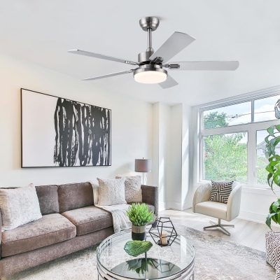 52 in. Brushed Nickel Ceiling Fan with Remote, Modern Gray and White Ceiling Fan for Bedroom Living Room Patio, 5 Blades Reversible DC Ceiling Fan