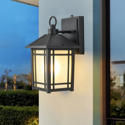 Waterproof Outdoor Wall Lamp with High Protection Level, Automatic Day/Night Sensor, and Frosted Glass Shades for Balcony, Courtyard, and Aisle Lighting