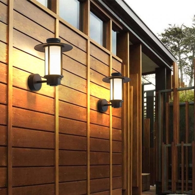 Traditional Black Outdoor Lantern Wall Lights with Die-Cast Aluminum, Waterproof LED Porch Lights for Doorways and Walls, Energy Saving