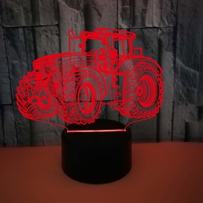 Creative Tractor Style 3D Illusion Lamp, Dimmable Touch Desk Lamp for Christmas Party Wedding Birthday Gift Room Decoration