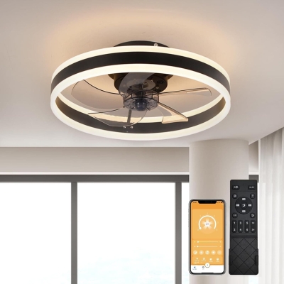 Low Ceiling Fan and Light, Fandelier Flush Mount with Light and Remotrol, Reversible LED Ceiling Fan and Light, Smart Fans for Bedroom Living Room