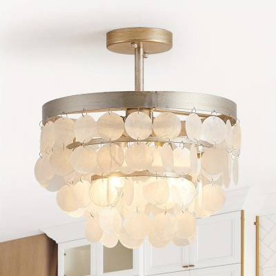 Shell Semi Flush Mount Ceiling Light Chandeliers for Dining Rooom for Kitchen Foyer Hallway