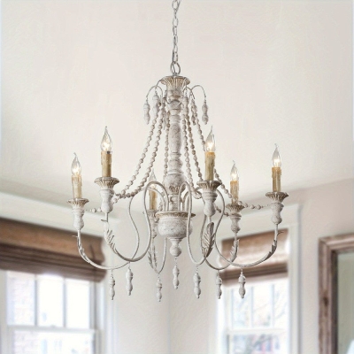 6 - Light Dimmable Classic Traditional Chandelier, Rustic Chandelier Light Fixture Hanging Ceiling Lights for Dining Room