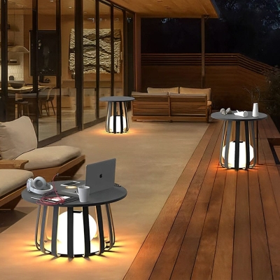 Versatile Solar Outdoor Floor Lamp with Built-in Coffee Table, IP65 Waterproof, Durable Metal Design, Easy Installation, Weather Resistant