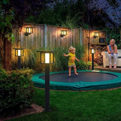 Durable Solar Outdoor Wall Light with Square Cutout Design, Dual Power Supply for Path, Patio, Courtyard, Walkway, and Garden