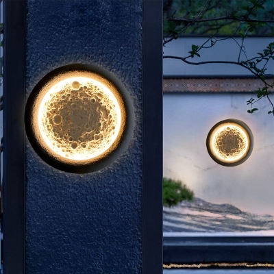 Concrete Lunar Surface-Inspired Outdoor Wall Light with Warm White LED, Waterproof and Artistic Design for Porch and Garden Spaces