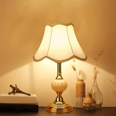 Vintage White LED Table Lamp Desk Lamp with 3-Color Touch Control for Bedroom Bedside NightStand Table