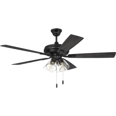 52 in. Black Flat Ceiling Fan, Reversible Greywood Blade Ceiling Fan