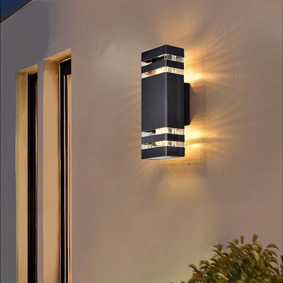 Modern Black Outdoor Wall Light, LED Up and Down Wall Lights for Aisle Balcony Courtyard Villa Corridor