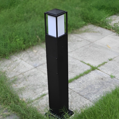 31.49 in. H Aluminum Black Bollard Pathway Lights with PC Lampshade, Stainless Steel Screws, and Easy Access Holes for Simple Installation