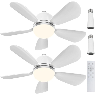Set of 2 Socket Fans Light with Remote, Screw In Quiet Ceiling Fans for Bedroom Living Room Kitchen Dining Room, Outdoor Garage Fan